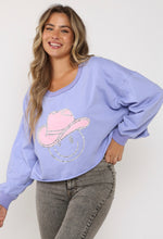 Load image into Gallery viewer, Cowboy Smiley Crop Sweatshirt S-L
