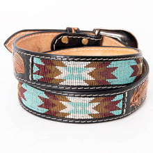 Load image into Gallery viewer, The Miami Tooled Leather & Beaded Belt 32-36