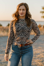 Load image into Gallery viewer, The Cowgirl Safari Mesh Top S-3X