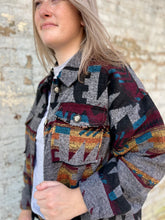 Load image into Gallery viewer, The Belle Charcoal Aztec Jacket Shacket S-La
