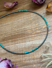Load image into Gallery viewer, The Blue Turquoise Heishi & Sterling Silver Pearls Necklace