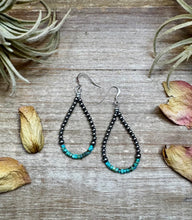 Load image into Gallery viewer, The Sterling Silver & Blue Turquoise Heishi Teardrop Earrings