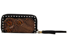 Load image into Gallery viewer, The Bison Canyon Blooms Hand Tooled Wallet with Wristlet