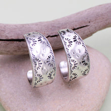 Load image into Gallery viewer, Southwest Silver Textured Hoop Earrings