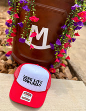 Load image into Gallery viewer, Long Live Cowgirls trucker Red/White