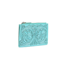 Load image into Gallery viewer, Bloom on the Range Tooled Turquoise Card Wallet
