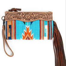 Load image into Gallery viewer, The Teal Alamo Saddle Bag Fringe Wristlet