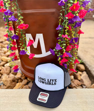 Load image into Gallery viewer, Long Live Cowgirls trucker Black/White.