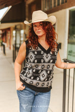 Load image into Gallery viewer, The Branch Black Aztec Sweater Vest S-3X