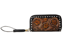 Load image into Gallery viewer, The Bison Canyon Blooms Hand Tooled Wallet with Wristlet