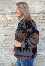 Load image into Gallery viewer, The Belle Charcoal Aztec Jacket Shacket S-La
