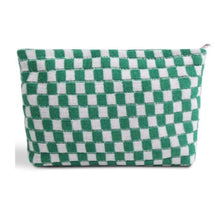 Load image into Gallery viewer, The Cove Checkered Cosmetic Pouch in Green Apple