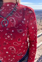 Load image into Gallery viewer, Bandana Babe Mesh Top in Red S-3X