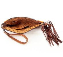 Load image into Gallery viewer, The Gray Alamo Saddle Bag Fringe Wristlet