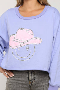 Cowboy Smiley Crop Sweatshirt S-L