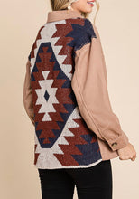Load image into Gallery viewer, The Maricopa Mocha Aztec-Back Shacket S-L

