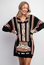 Load image into Gallery viewer, The Apache Junction Black Aztec Sweater Dress S-L
