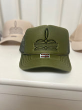 Load image into Gallery viewer, The Boot Stitch Trucker Hat Olive-Black
