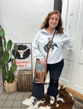 Load image into Gallery viewer, Wrangler Leather Fringe Jean Denim Pocket Crossbody - Brown