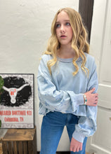 Load image into Gallery viewer, Blue Star Sleeve Crop Sweatshirt S-L
