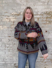 Load and play video in Gallery viewer, The Belle Charcoal Aztec Jacket Shacket S-La
