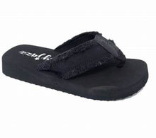 Load image into Gallery viewer, Black Fringy Flip Flops
