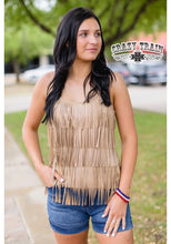 Load image into Gallery viewer, Western Woman Tan Fringe Tank S-XL
