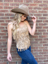 Load image into Gallery viewer, Western Woman Tan Fringe Tank S-XL
