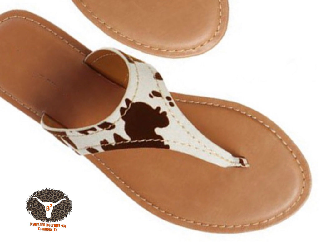 Brown CowPrint Sandals