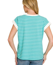 Load image into Gallery viewer, The Sweetwater Stripe Turquoise Top S-3X
