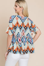 Load image into Gallery viewer, The Lindale Aztec Peplum Top Mint S-XL
