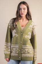 Load image into Gallery viewer, The Oak Point Olive Aztec Cardigan S-L
