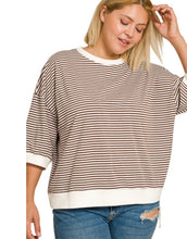 Load image into Gallery viewer, The Bowie Brown Stripe Top S-3X

