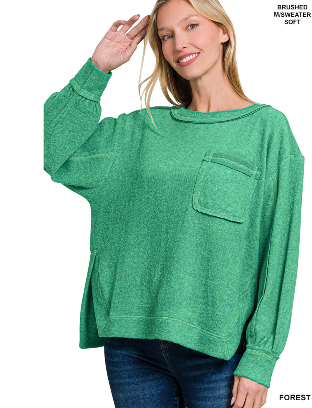 The TimberCreek Forrest Green Hacci Top S-3X