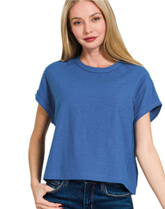The Mesquite Classic Blue Crop Tee S-L