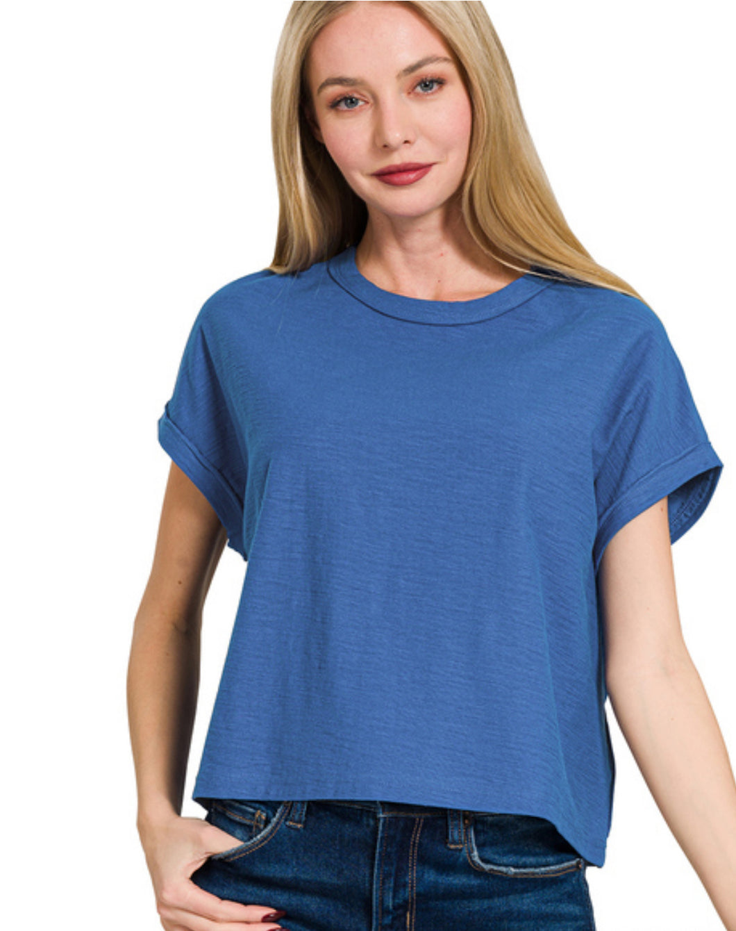 The Mesquite Classic Blue Crop Tee S-L