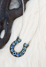 Load image into Gallery viewer, The GiddyUp Iridescent &amp; Silvertone Horseshoe Necklace
