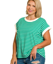 Load image into Gallery viewer, The Sweetwater Stripe Kelly Green Top S-3X
