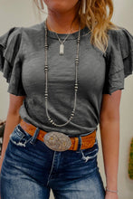 Load image into Gallery viewer, The Hudson Gray Ruffle Sleeve Top S-3X
