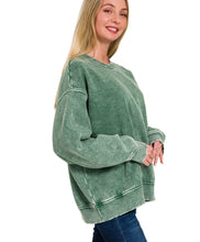 Load image into Gallery viewer, The Pecan Hill Forest Green Mineral Wash Sweatshirt S-3X
