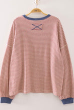 Load image into Gallery viewer, The Westville Stripe Red &amp; Oatmeal Vintage Top S-L
