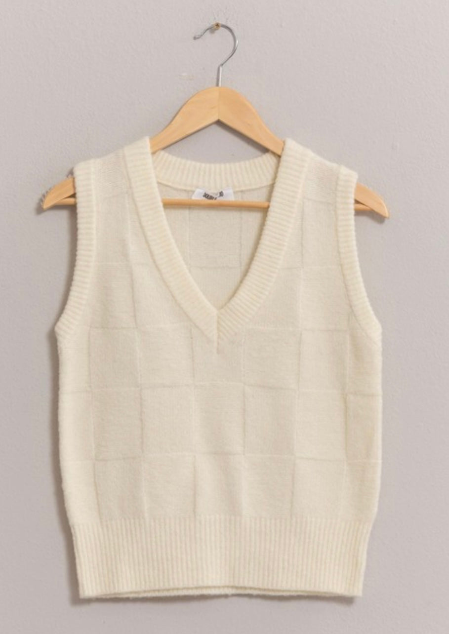 The Cleburne Cream Basketweave Sweater Vest S-L