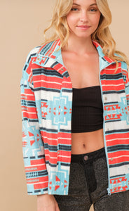 The Bridge City Blue-Orange Aztec Jacket S-L