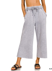 The Tatum Mineral Wash Palazzo Pants in Sleet Gray S-3X