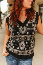 Load image into Gallery viewer, The Branch Black Aztec Sweater Vest S-3X
