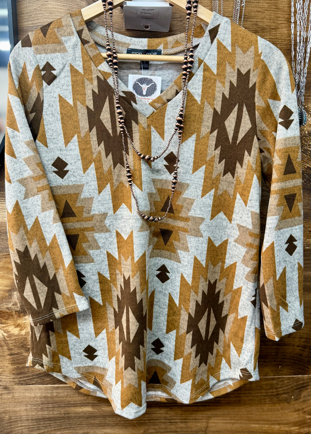 The Marfa Mustard Aztec Top S-XL