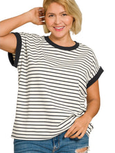 Load image into Gallery viewer, The Sweetwater Stripe Cream-Black Top S-3X
