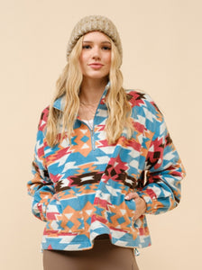 The Northlake Blue Aztec 1/4 Pullover S-L