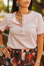 Load image into Gallery viewer, The Tulsa Turquoise-Snap Baby Pink Top S-L
