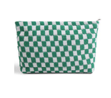 Load image into Gallery viewer, The Cove Checkered Cosmetic Pouch in Green Apple
